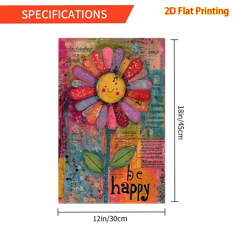 TEMU 1pcs Spring And Summer, Colorful Daisy Patternflag 28 X 40 Inches Double-sided Garden Flag Courtyard Decoration, Outdoor Decoration, Lawn