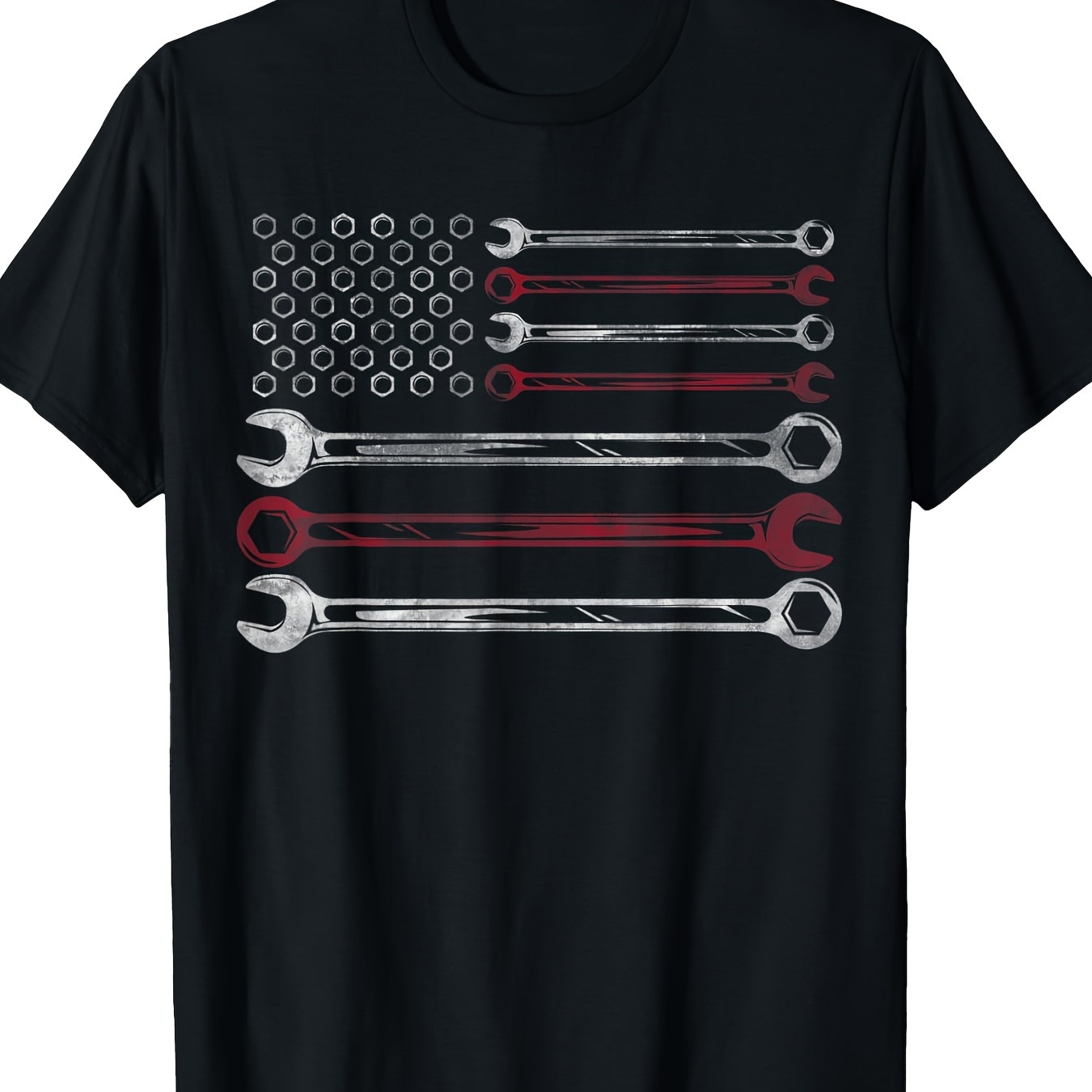 

Patriotic Mechanic Flag American Car Mechanic Gift T-shirt, 100% Cotton, Crew Neck, Slight Stretch, Geometric Pattern, Knit Fabric, Regular Fit, With Applique Detail, For , Sports Style