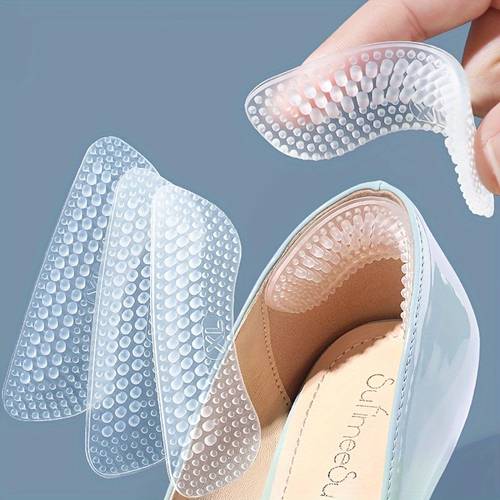 4pcs non slip silicone heel protectors silicone heel stickers womens high mens heel pads insert pads blistering and shoe