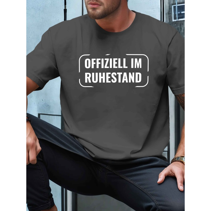 

Offiziell Im Ruhestand German Slogan T-shirt - Casual Crew Neck, Polyester Knit Fabric, Stretch, Geometric Pattern, Regular Fit For Adults - Summer Tee