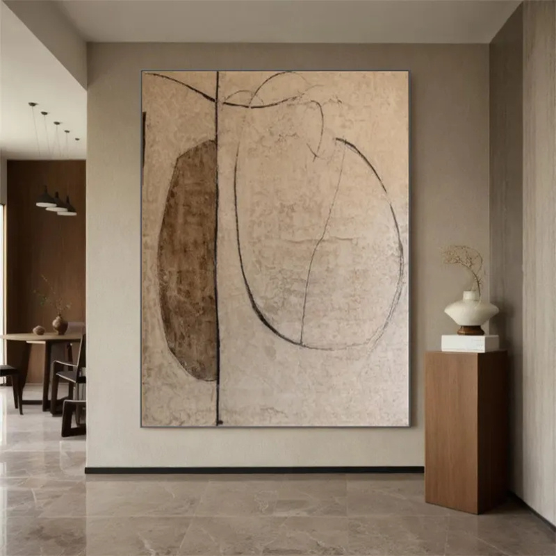 Hand-Painted Abstract Canvas Art - Vintage Minimalist Gray-Brown Oil Painting Texture Wall Art, 100% Hand-Painted Original Modern Work, Luxury Living Room Decoration, Unique Gift Idea, Canvas Wall Art, Abstract Canvas Wall Painting, Art Atmosphere