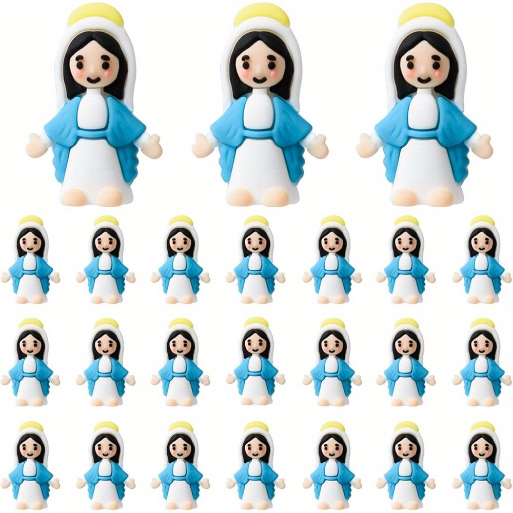 TEMU 30 Mini Statues Of The Mary- Religious Easter , Christmas And New Year Decorations, Gifts, Non-electric Seasonal Decorations, Universal Holiday