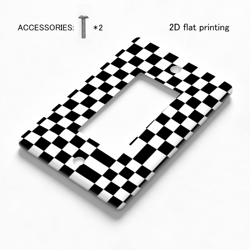 TEMU 1pc 2d Flat Printed "black And White Checkerboard Pattern " Switch Panel Cover, Wall Decoration, Suitable For Light Switches Or Outlets, With No