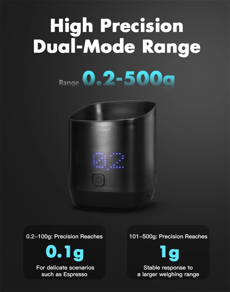 500g/0.1g咖啡定量杯数字秤显示托盘精密秤量杯厨房咖啡师工具浓缩咖啡配件内置可充电电池 商品详情 3