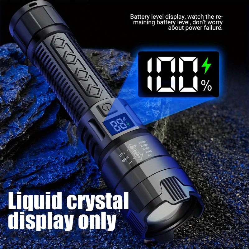 High-Capacity Rechargeable LED Flashlight with Tactical Zoom, Featuring a 1200Mah Built-In Battery, Ideal for Outdoor Emergencies, Fishing, And Camping.