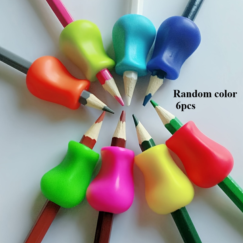 Image of 6/12pcs Random Color Ergonomic Beginner Colored Pencil Soft Pen Holder - Posture Correction Writing Aid - Student Stationery, Battery-free