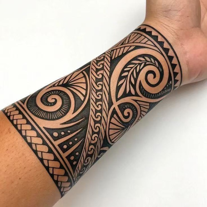 Tribal Wristband Temporary Tattoo Sticker, Maori Spiral Design