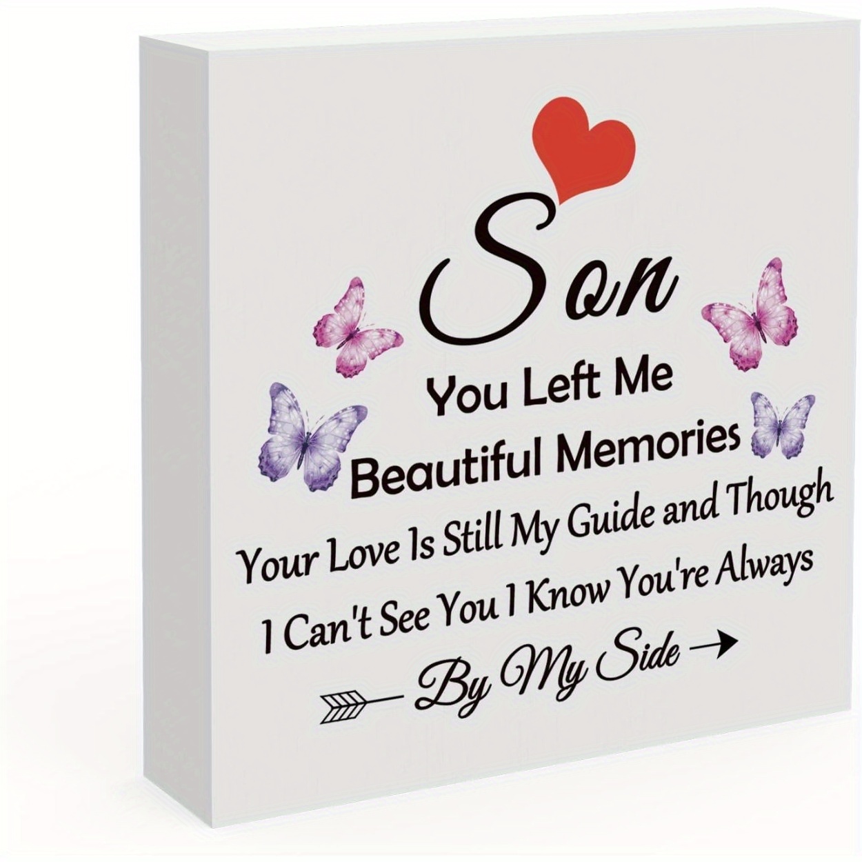 TEMU 2d Flat - Son Loss Memorial Gift - "you Left Memories" Pvc Sign With Butterflies And | Durable 2d Plane, , Tabletop Decor, Multipurpose Use For