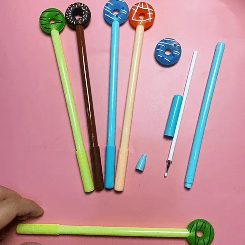 TEMU Random Style 40pcs 0.5mm Cartoon Donut Shape Black Neutral Pen, Cute Dessert -based Pen Gift To Friend, Creative Office Signature Pen.holiday