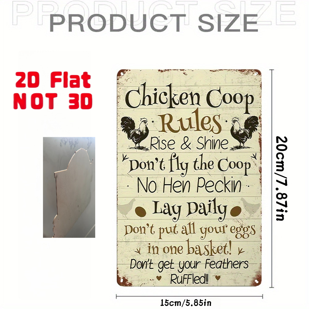 TEMU 2d Flat, Wooden Chicken Coop Rules Sign - Rustic Wooden Wall Decor With Fun , Suitable For Home, Cafe, Bar, And Bedroom, Chicken Coop Accessory,