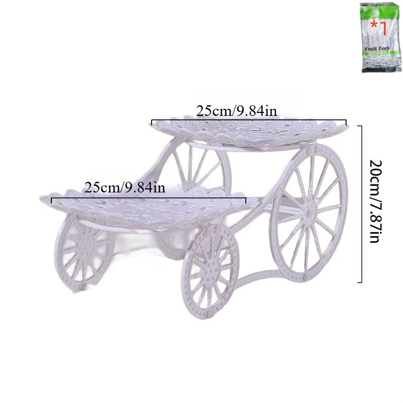 TEMU European- Plastic Multi-tier And A Pack Of Dessert Forks. Perfect For Fruits, Coffee Table Candies Room, Elegant Cake Stands For Receptions, And
