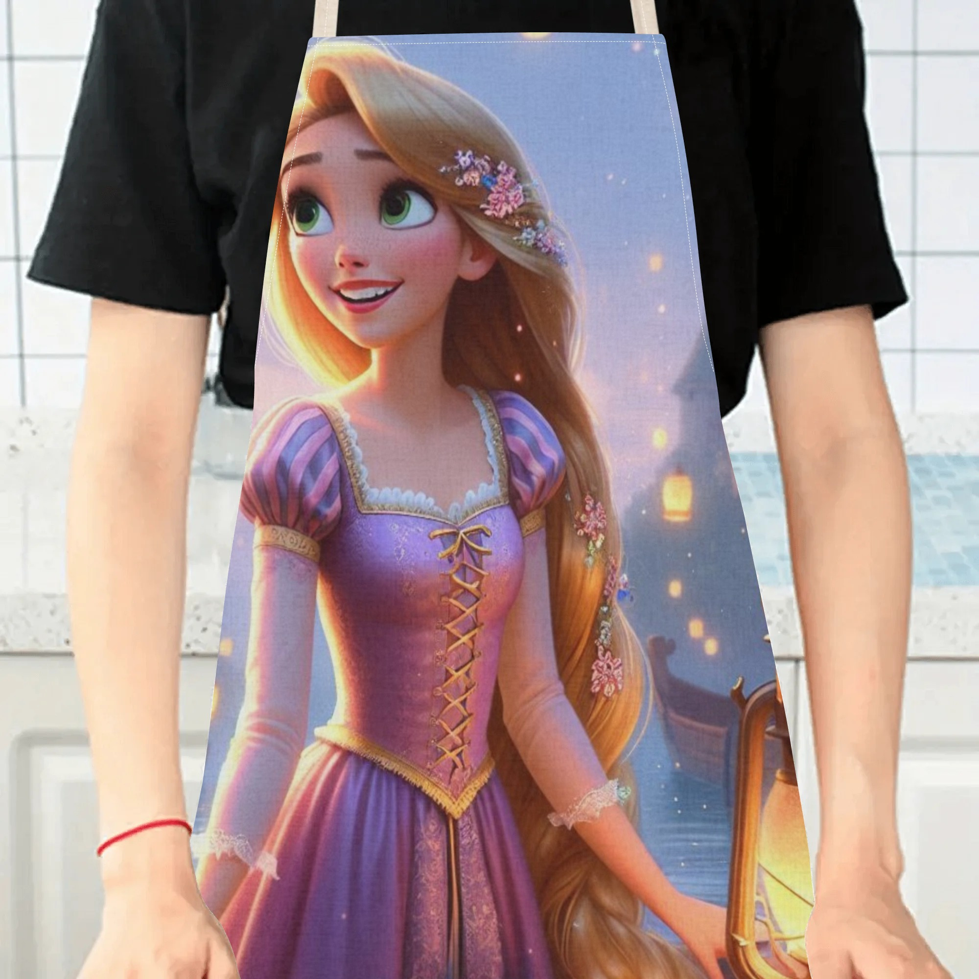 disney   a stylish waterproof apron featuring a cute cartoon design of princess  .   beautiful, fashionable, and simple, making  uitable for hotels, supermarkets, restaurants, fru hops, milk tea stalls, and   home use. details 3