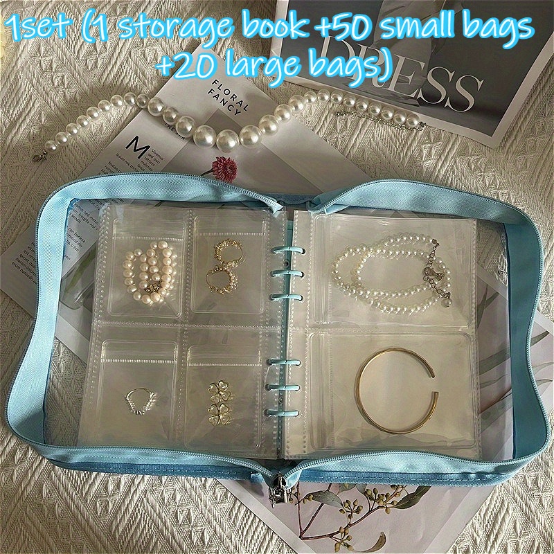 1set high capacity travel jewelry storage box contains   book fifty small bags and   large bags a   of colors   from transparent multi grid storage suitable for earrings necklaces rings portable storage bag     jewelry roll for   suitable for birthdays valentines day thanksgiving   and other holiday gifts jewelry boxes and storage jewelry storage roll jewelry rolls Product details 4