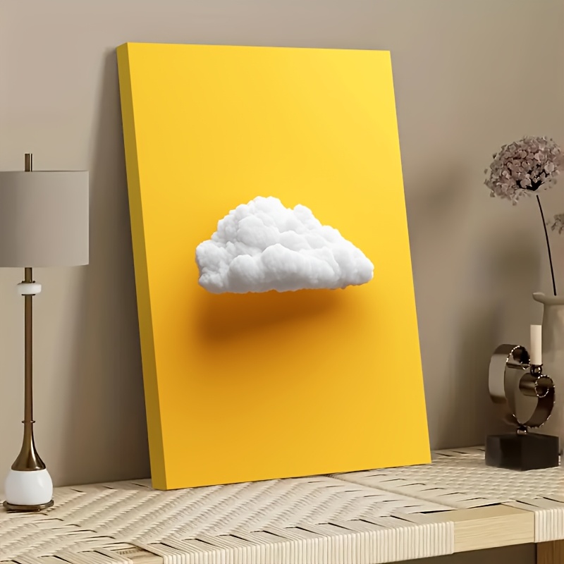 TEMU 2d Flat, 2d Flat, This Modern Minimalist Wall Art Features A Design Of Yellow And On A 2d Flat Canvas. -framed Painting Is Printed In High
