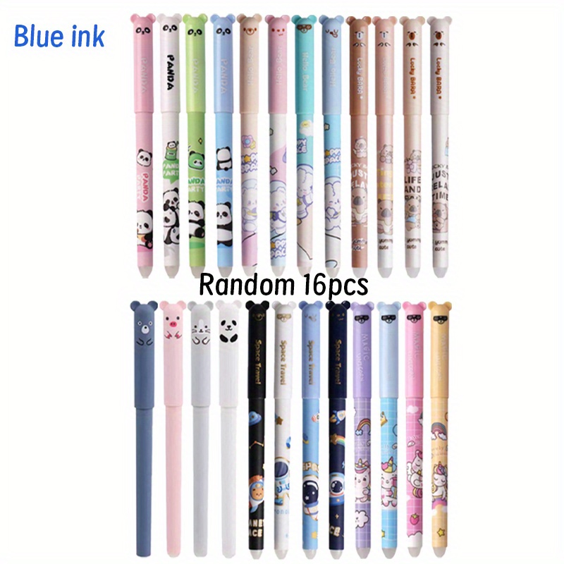 Image of 8/16pcs Random Style Kawaii Pig Mouse Erasable Gel Pen Blue Set School Office Supplies Stationery Gift 0.5mm