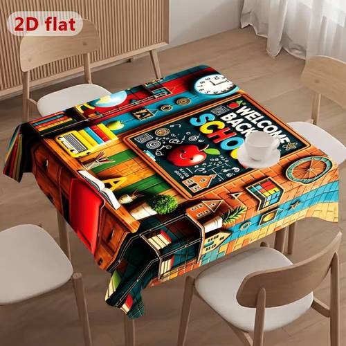 photo de l'article nappe 1 pièce « à la rentrée scolaire », nappe rectangulaire pour décorations de fête en classe, réutilisable et facile à nettoyer pour fête danniversaire, , décoration intérieure et extérieure, plusieurs tailles disponibles