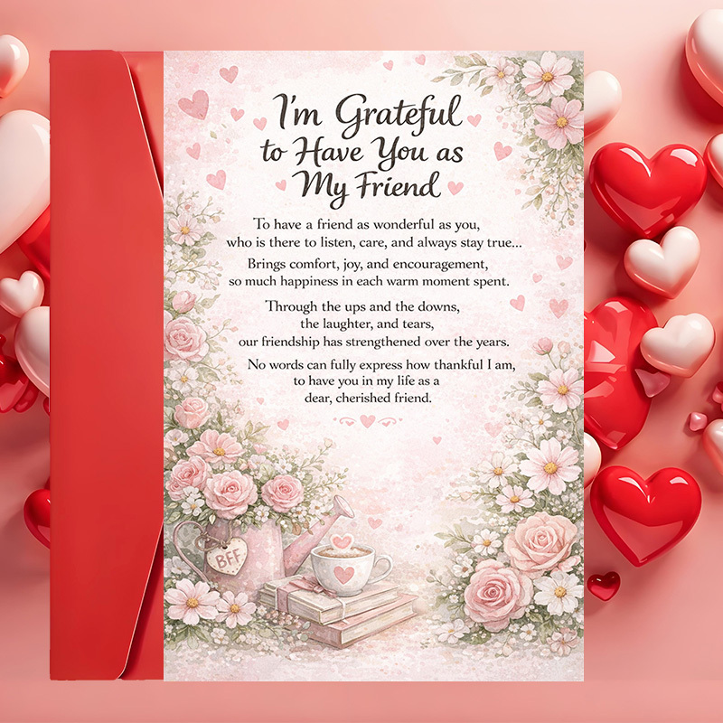 TEMU 1 Greeting Card + 1 Envelopegrateful Friend Greeting Card With Thank You Or Appreciation Gifts To On Birthdays Or (envelope + Card)