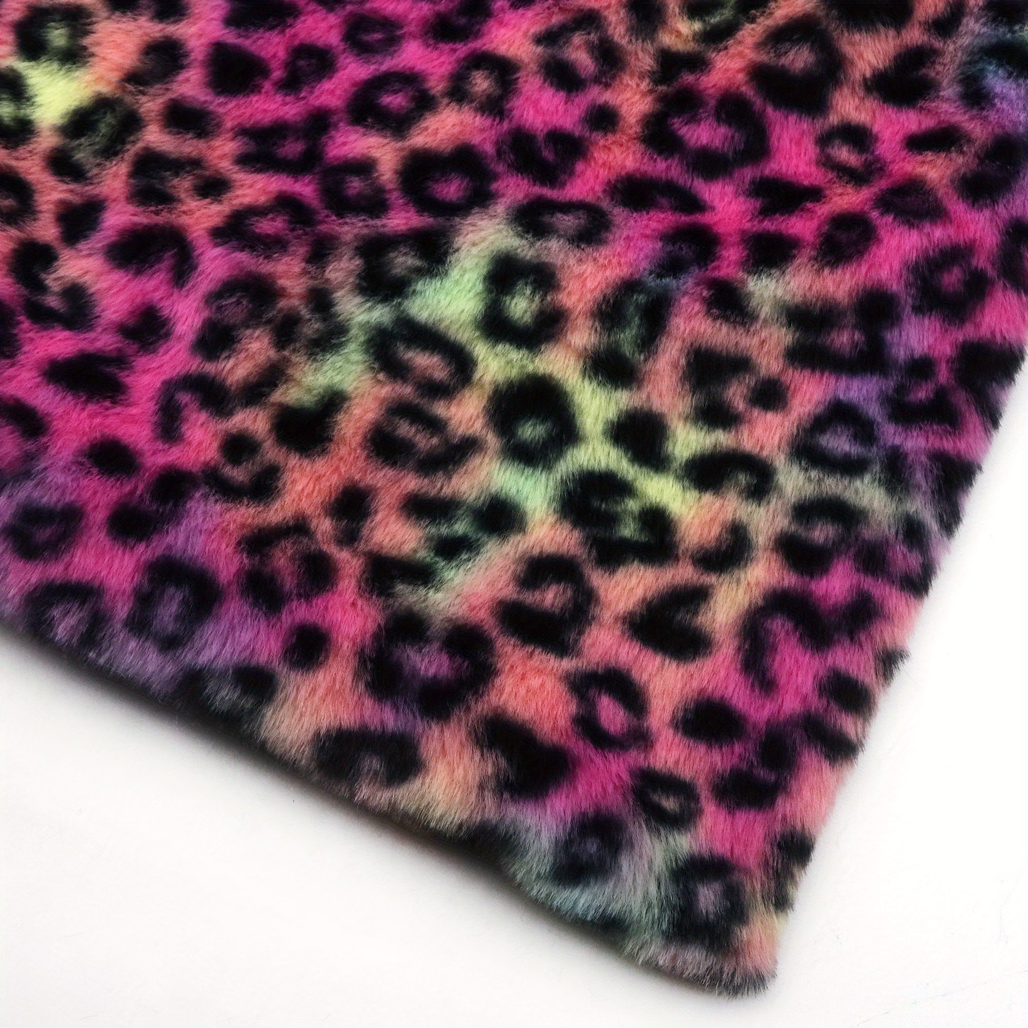 Image of 19.68 *62.99in Luxurious Faux Rabbit Fur Fabric - Leopard Polyester Bags, And Accessories - Pre-cut Polyester For Diy Crafts, Hand Wash Only, Fabric For Upholstery