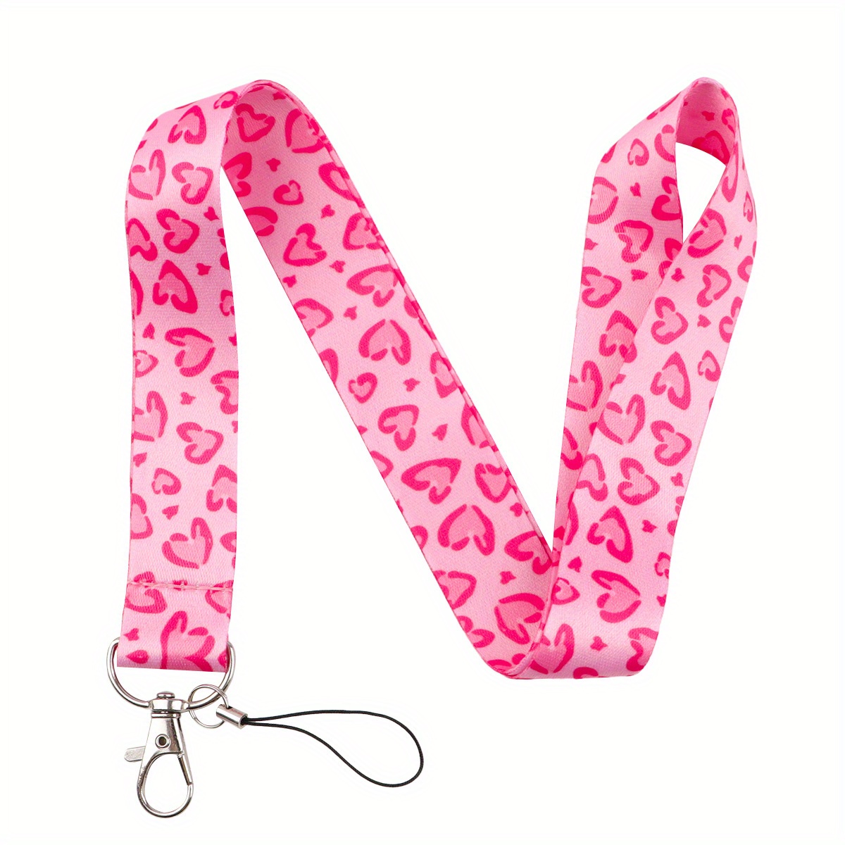 2d 1pc Leopard Heart Neck Strap Lanyard For Keys Id Card Keychain Phone Straps Usb Badge Holder Hang Rope Lanyard