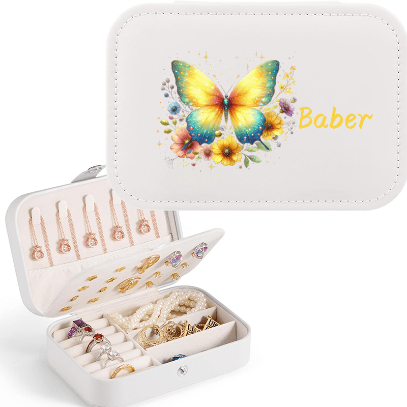 Personalized Sparkle Glitter Butterfly Jewelry Storage Box