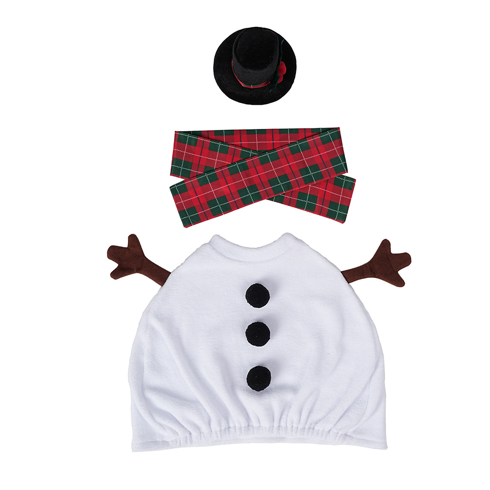 TEMU Christmas Snowman Goose Costume Set - 3pcs Set, Black Hat, Red Checkered Scarf And White Snowman Body Cover, Suitable For 23-inch Porch Lawn