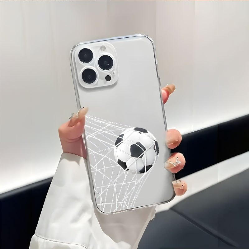 TEMU New Transparent Tpu Phone Case With Football Goal Pattern, Suitable For Iphone 16 15 14 Xs Xr X 7 /13 Pro Max Se Birthday//gift For