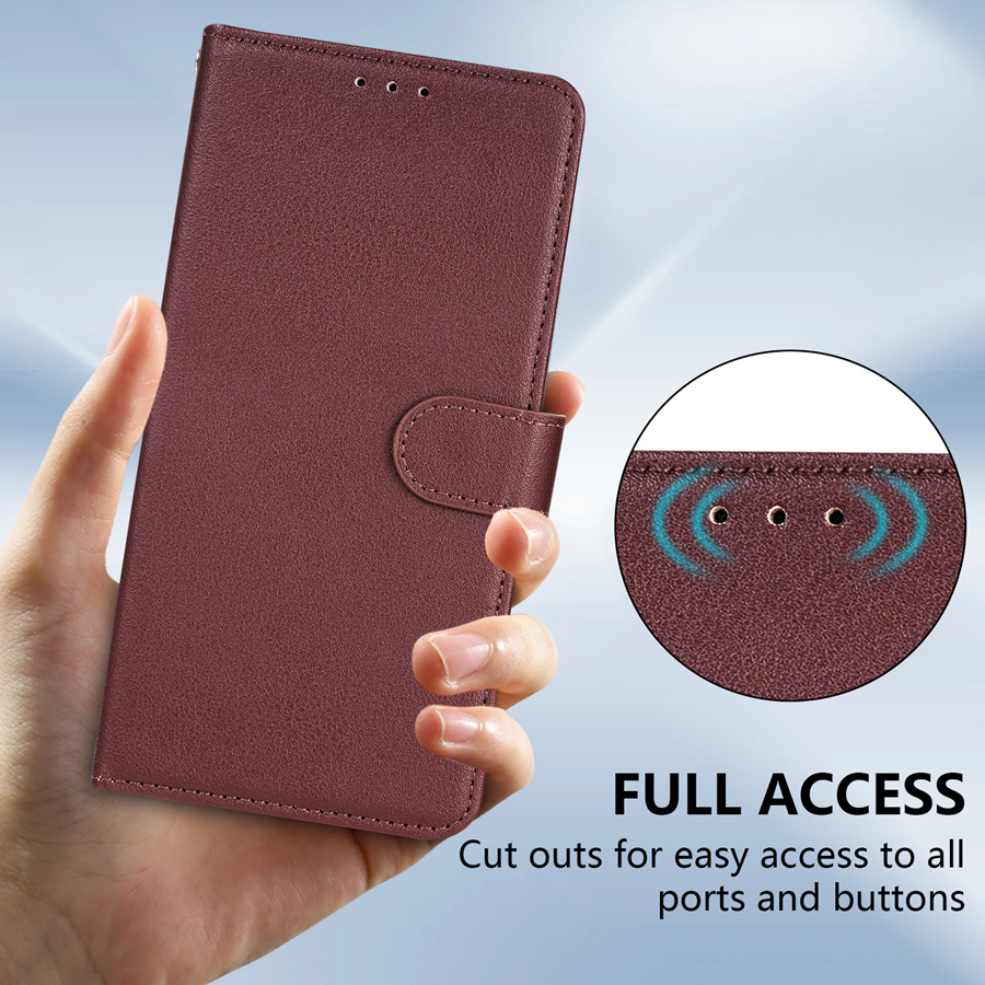 Magnetic Flip Case Made of Synthetic Faux Leather for Samsung Galaxy Models, Featuring a Card Slot And Kickstand, Designed to Protect Against