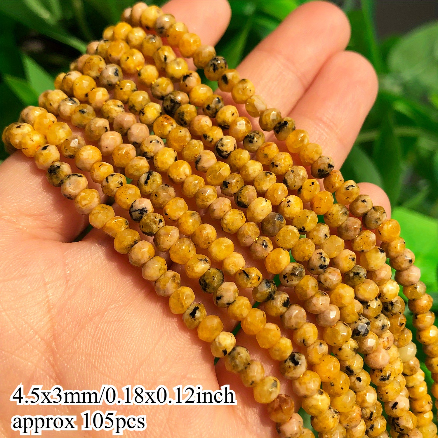 TEMU 2D Plat, TANANTA Natuursteen Kralen - Gele Vlek Gefacetteerde Platte Ronde Spacer Kralen 4,5x3mm, Natuurlijke Kleur Variatie Geschikt voor DIY