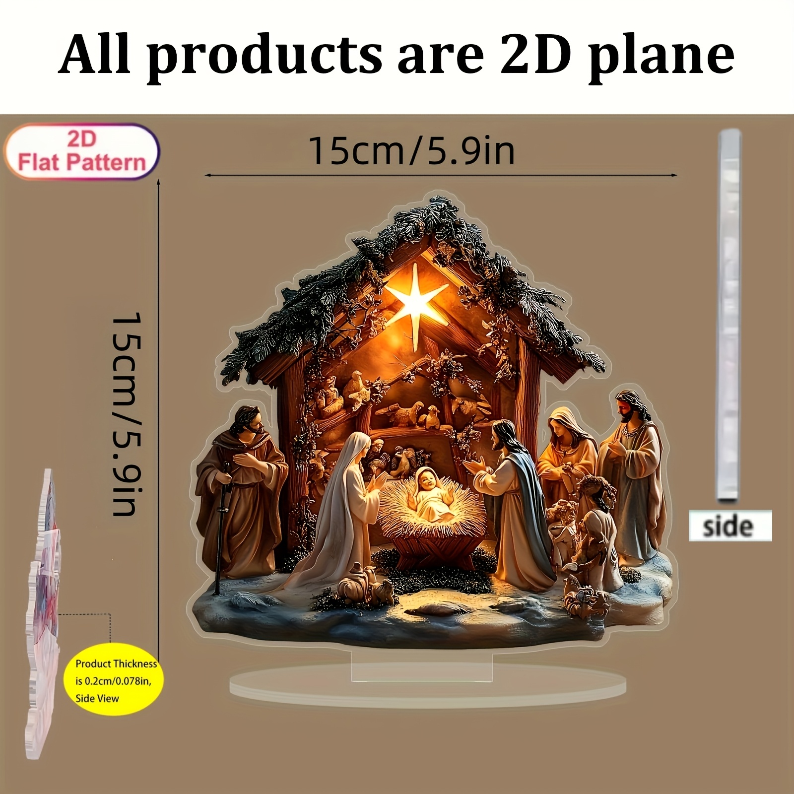 TEMU Décoration de de Noël en cristal de style bohème 2D plat - de la 2D plate, convient , et - Ornement de bureau polyvalent pour les fêtes, design