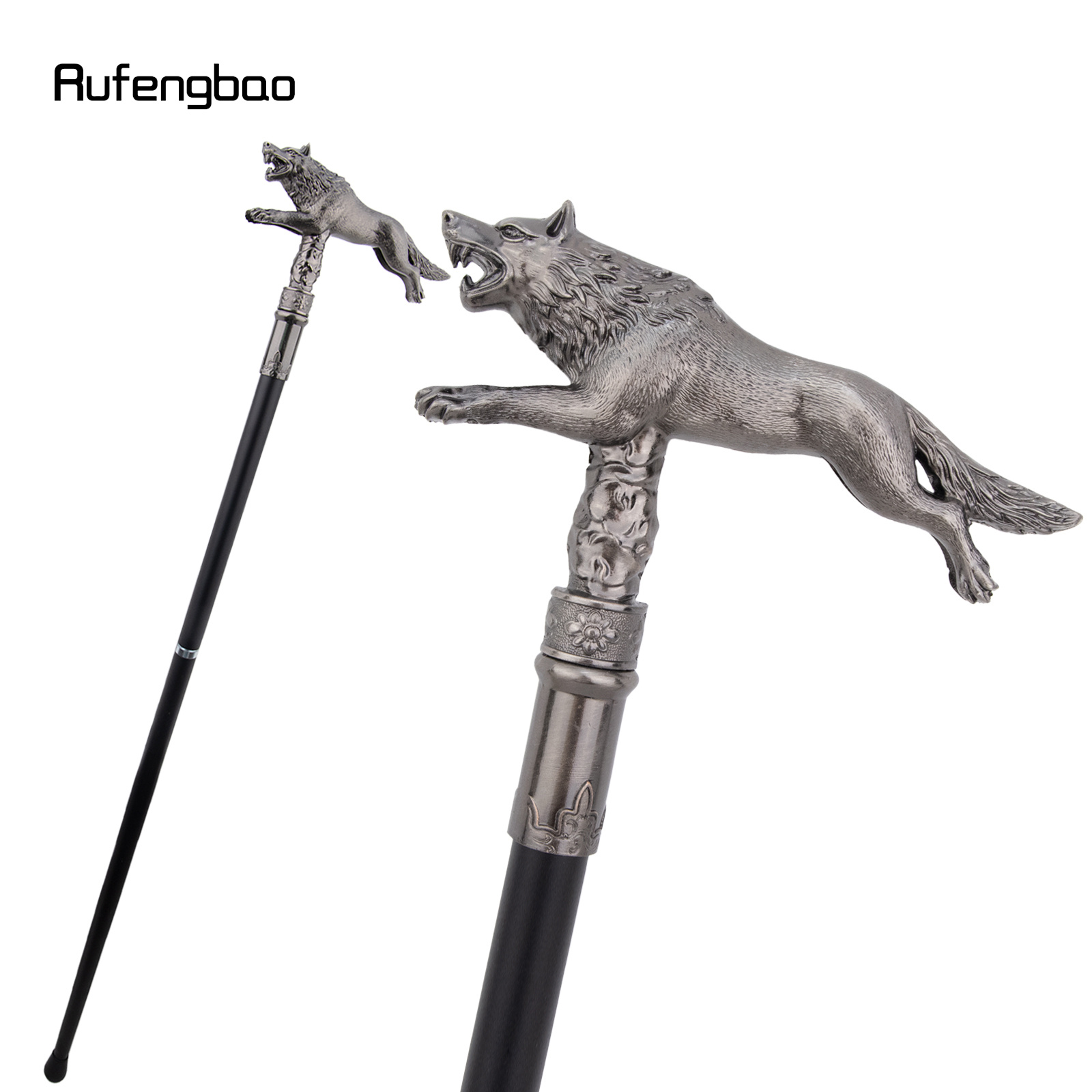 TEMU A Stylish Silvery Wolf Running-themed Stage Prop Cane, Perfect For Dressing Up, Cosplay Additions, Performance Props, And Adult Party Costumes,