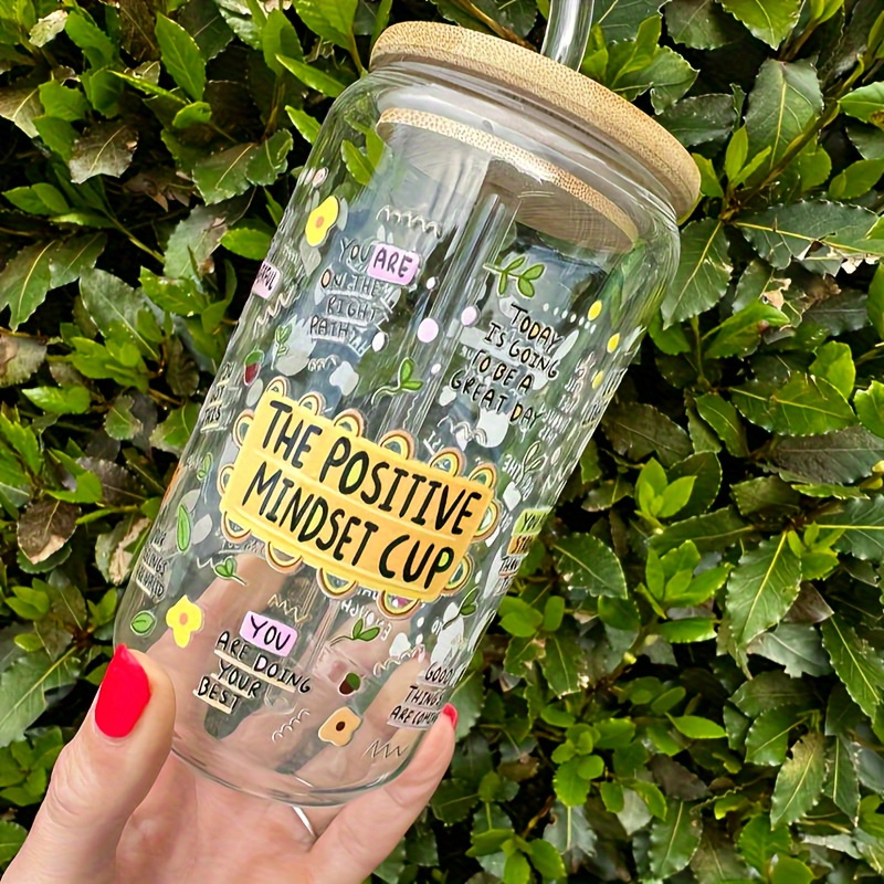 Image of A Reusable Glass Cup With A Lid And Straw, Perfect For Iced Coffee, Milk, Juice, And Beer. An Ideal Gift For Birthdays, Holidays, And Christmas For , With A Capacity Of 16 Ounces