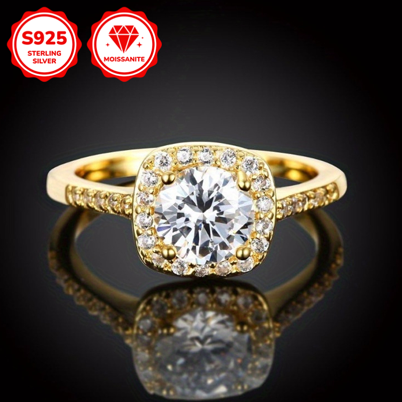 1/2/3 Carat S925 Silver Moissanite Engagement Ring, Symbol of Luck