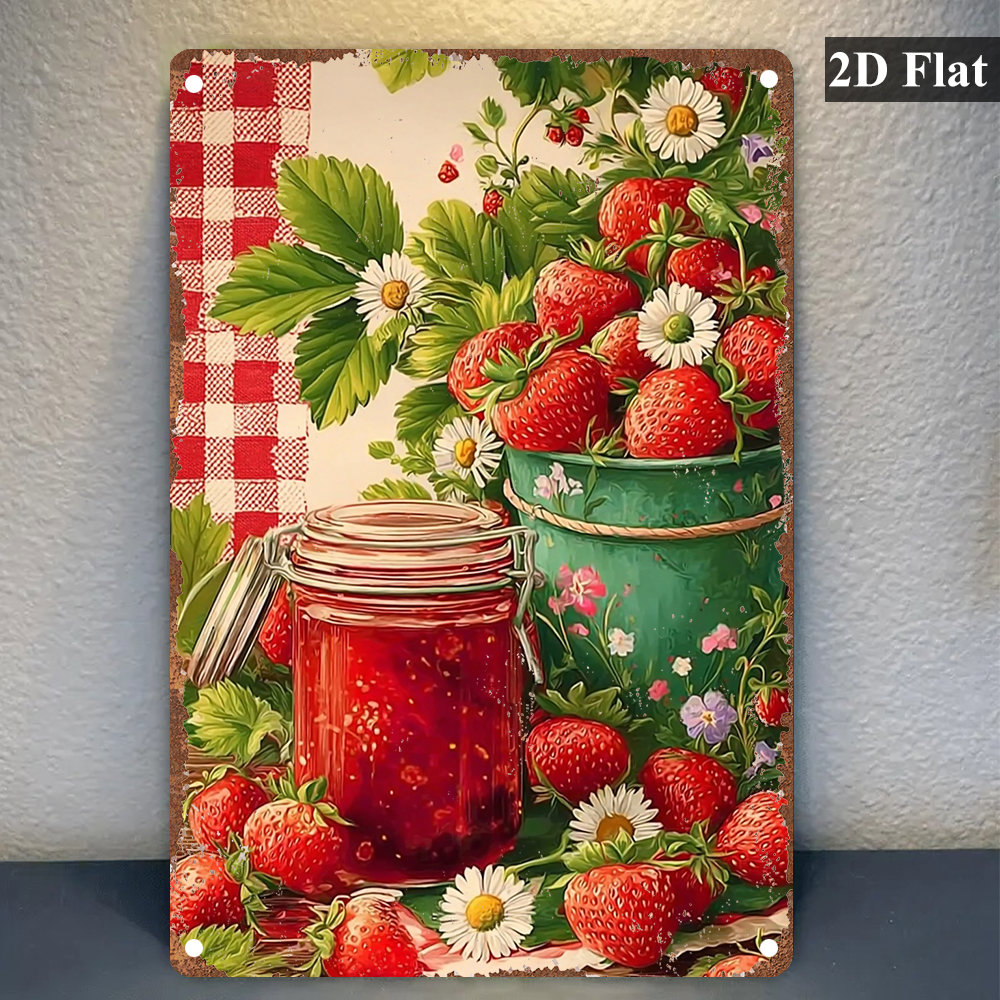 TEMU Panneau plat 2D - Un panneau plat de style vintage avec un design d'un pot de confiture à et d'un seau, parfait pour décorer , bar, café ou