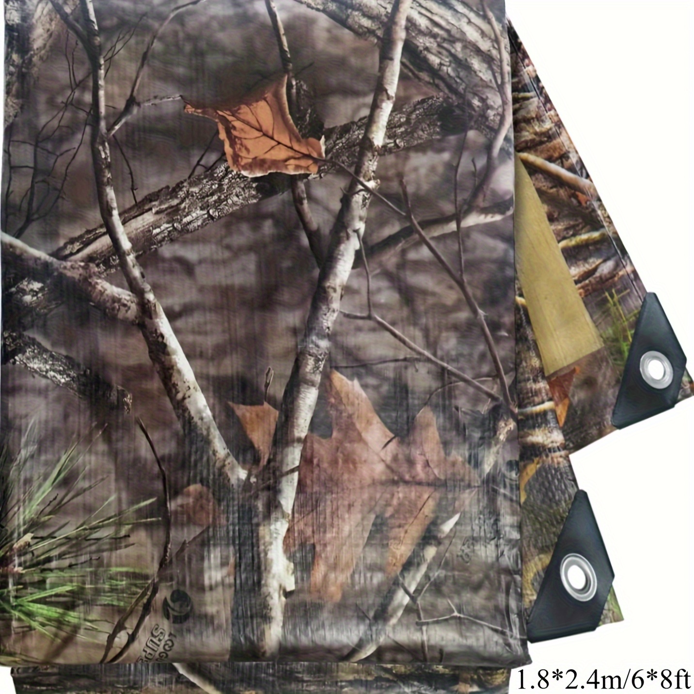 Image of Heavy Duty Waterproof Uv Resistant Tarp Cover With Camouflage Design For Outdoor, Hunting, Camping, Backpacking, Canopy Tent, Boat, Motorcycle, Roof, And Wood Protection, Camping Accessories