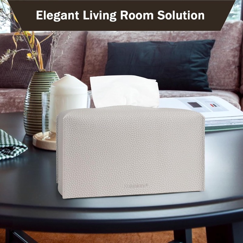 2pcs tissue box cover holder rectangular with bottom belt pu leather tissue cover decorative organizer for tabletop bathroom car office 9.   inch light gray, vintage tissue box holder,  , bathroom decor, rectangular design, elegant holder,   cover, durable material, tabletop accessory,  , car owners Product details 3