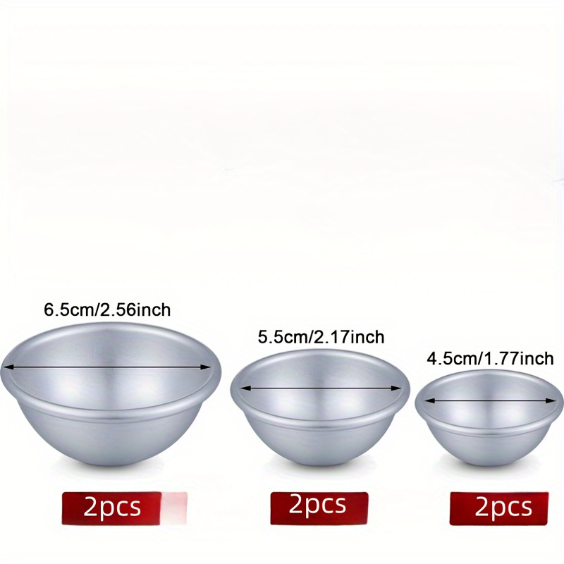 E-shop 6er-Set Metallformen für Badesalz, Geeignet für Handgemachte Seifenbomben und Kerzen Bastelbedarf (1.77 Zoll, 2.16 Zoll, 2.56 Zoll)
