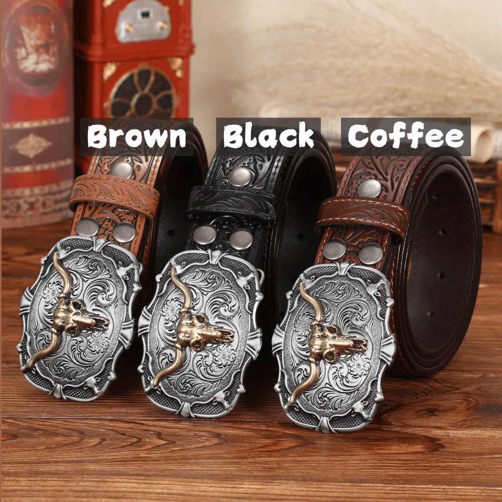 whlppy 1pc vintage western brown belt men women unisex - Temu display picture 1