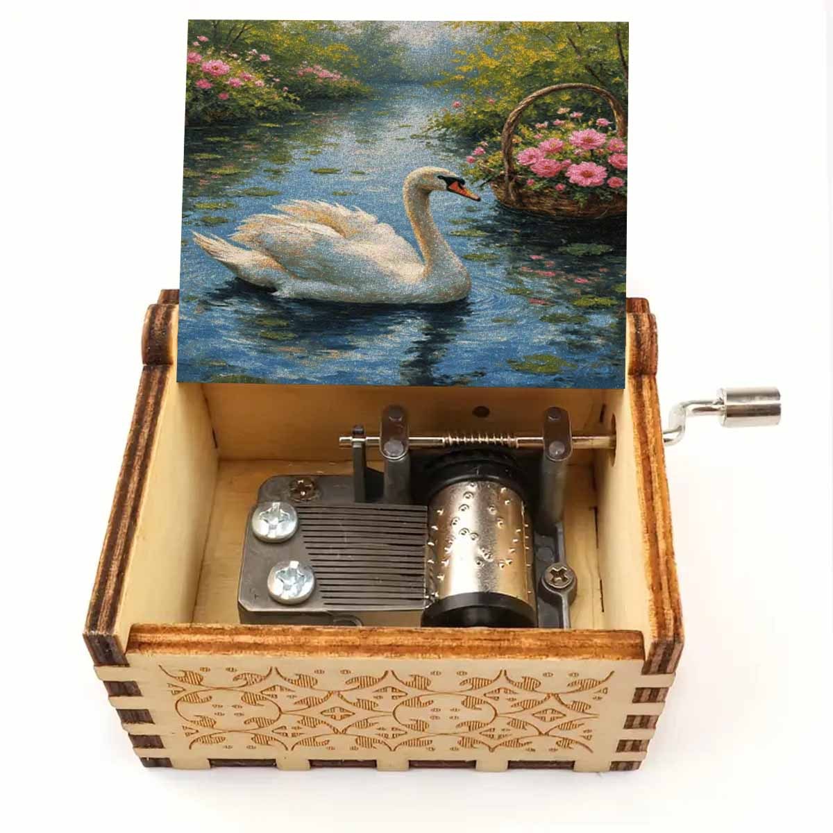 музыкальная шкатулка лебединое озеро - винтажная музыкальная шкатулка с 8-нотным пианино, тема лебединое озеро, механизм с заводом,   и свадебных подарков, ностальгический   Детали 5