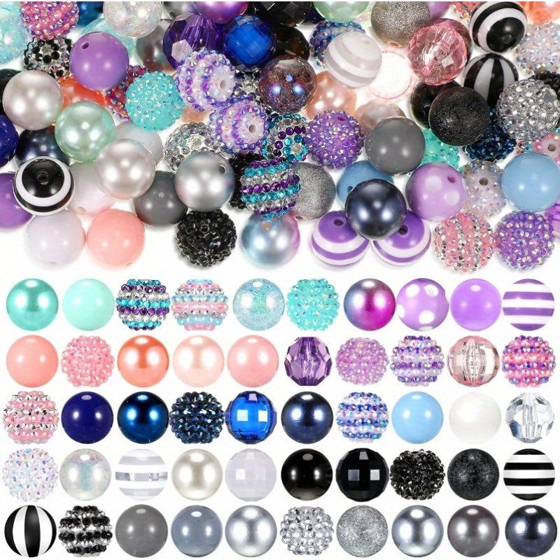 

50pcs For 20mm Bubblegum Mixed For Beadable Keychains Diy Pen Jewelry Making