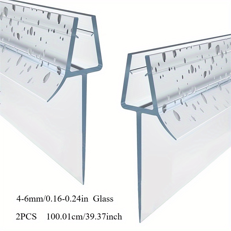 Shower Door Bottom Seal, 2pcs 100.01cm Shower Door Sweep For 1/4 Inch Glass, Frameless Glass Door Seal Strip To Seal 23mm , Stop Shower Leaks And Create A Water Barrier