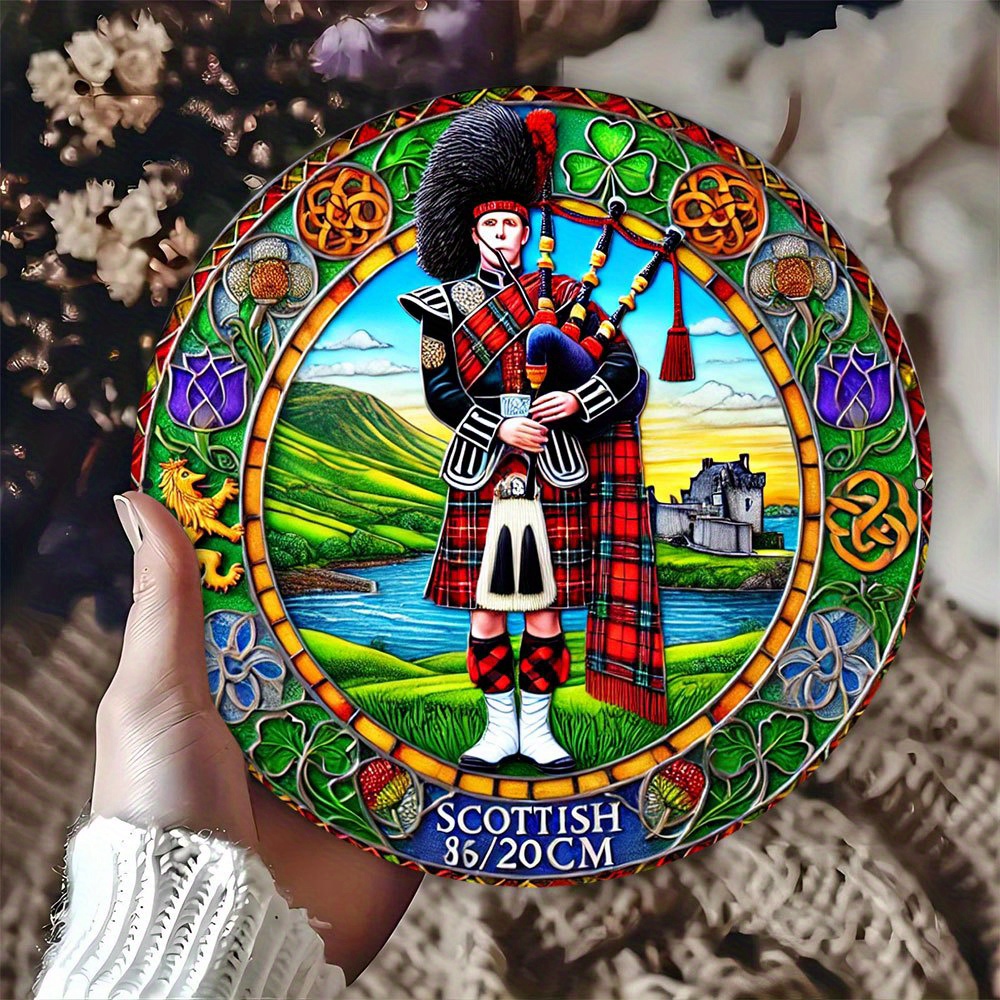 

Room Decor 1pc Scottish Aluminum Suncatcher 8x8 Inches - Vintage-inspired Acrylic Wall Decor, Ideal Gift For Best Friend, Housewarming & Holiday Decoration, Unique Retro Green Room Accent