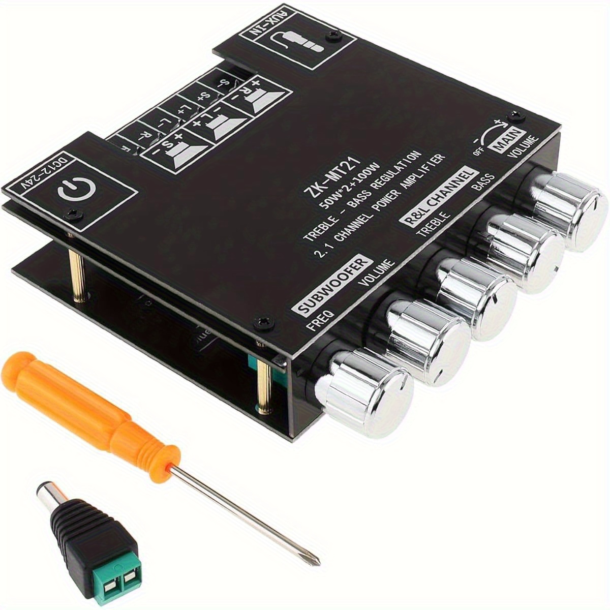 TEMU 2.1 Channel Wireless Audio Amplifier Board With Subwoofer- 50w X 2+ 100w, , 12v-24v, Suitable For Theater, Store Sound Systems, Home Theater