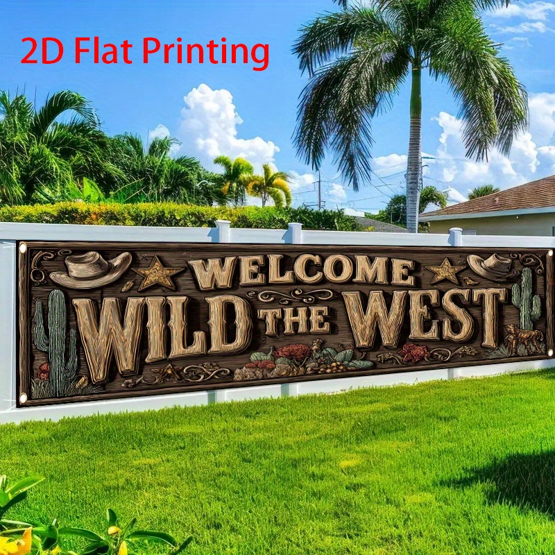 TEMU 2d Flat, 2d Flat1pcs Western Party Decoration_ Wild West Birthday Fence Banner_2 (1)suitable For And Outdoor Use, Suitable For Garden Fence,