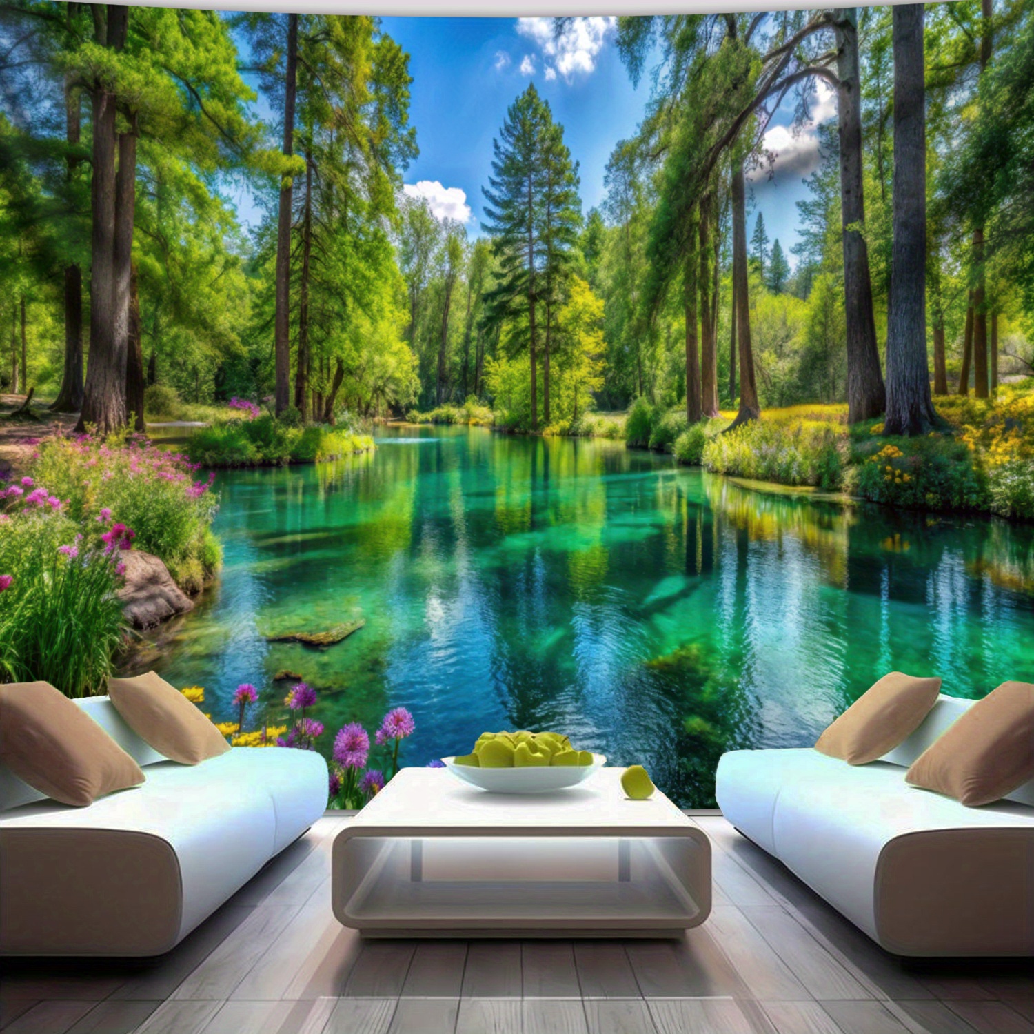 TEMU [2d Flat Printing] 1pc Ultra Large Size Landscape Photo Huge Digital Printing Tapestry, Aesthetic Printing Polyester For Living Room Bedroom