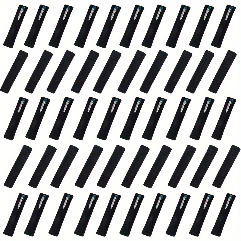 50pcs Velvet Pen Pouch Sleeve Holder Single Pen Bag Holder Pencil Bag Case For School, Office-black