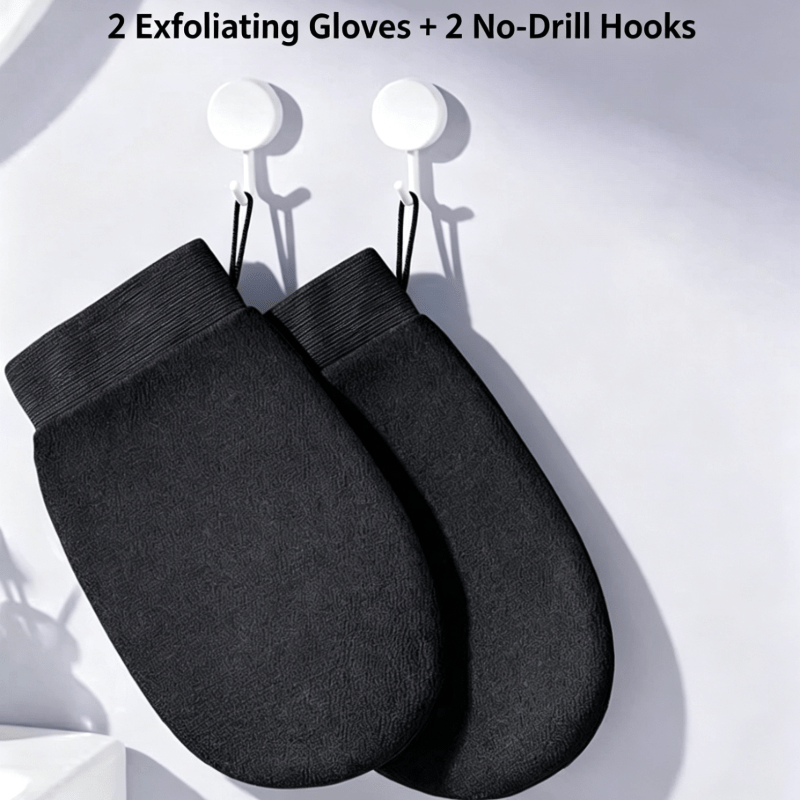 TEMU Lot de 4 pièces (2 paires de gants exfoliants pour pour hommes et femmes, gants gommants en fibre adhésive, débarbouillette coréenne + 2 paires
