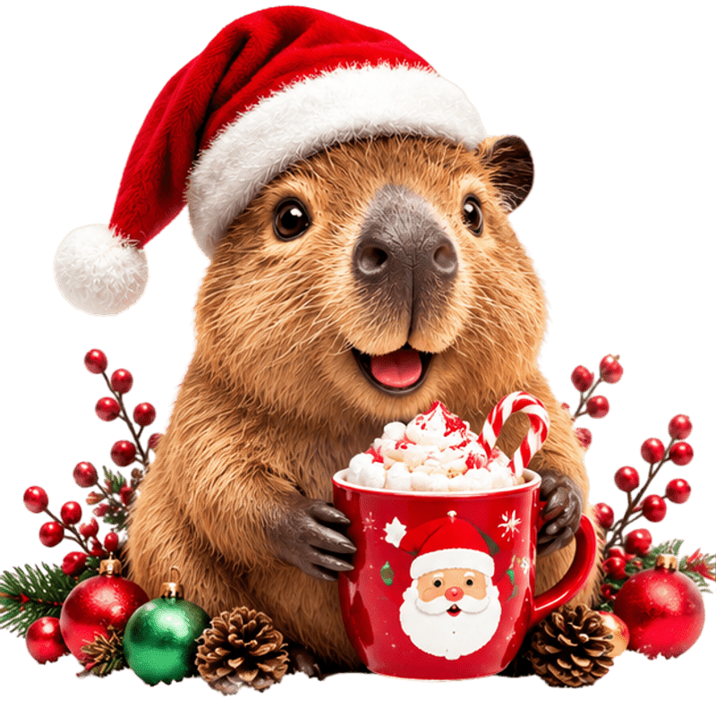 TEMU 1pc 2d Flat Pattern, Christmas Window Stickers Glass Static Cling, Window Decals, Glass Murals, Window Stickers Christmas Capybara Pine Cone
