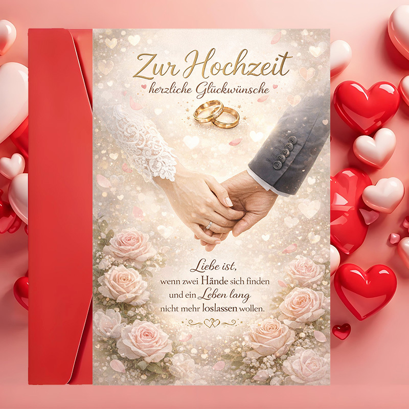 Image of A Stylish Wedding Card Featuring Romantic Rings And Roses, Ideal For Sending Wishes To From On Their Celebration Day (includes Envelope And Card)