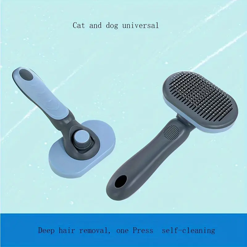 cat and removal brush pet hair removal waterproof grooming brush comb for long and short hair pets cat and dog massage self cleaning brush blue details 1