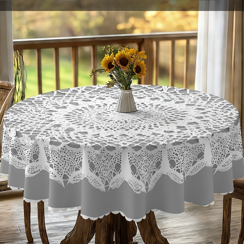 TEMU 2d Flat Round Tablecloth Exquisite Round Tablecloth With Elegant Floral Patterns, Perfect For Decorating Your Dining Table, Home, Kitchen, And